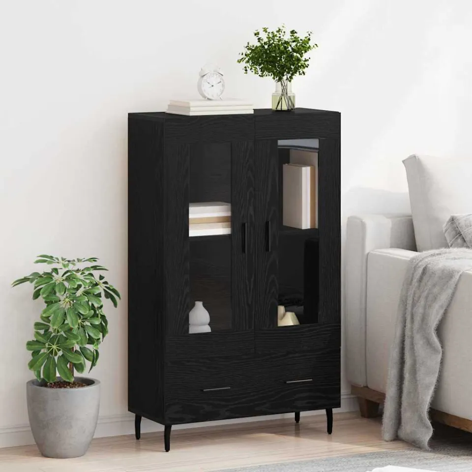 vidaXL Highboard Zwart Eiken 69,5 x 31 x 115 cm Bewerkt hout, foto 4