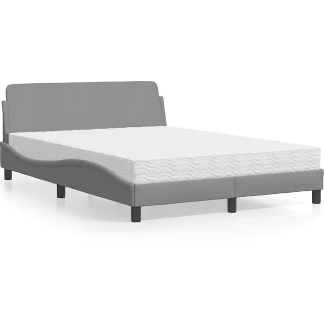 vidaXL Bed met matras "Dover" stof lichtgrijs 140x190 cm