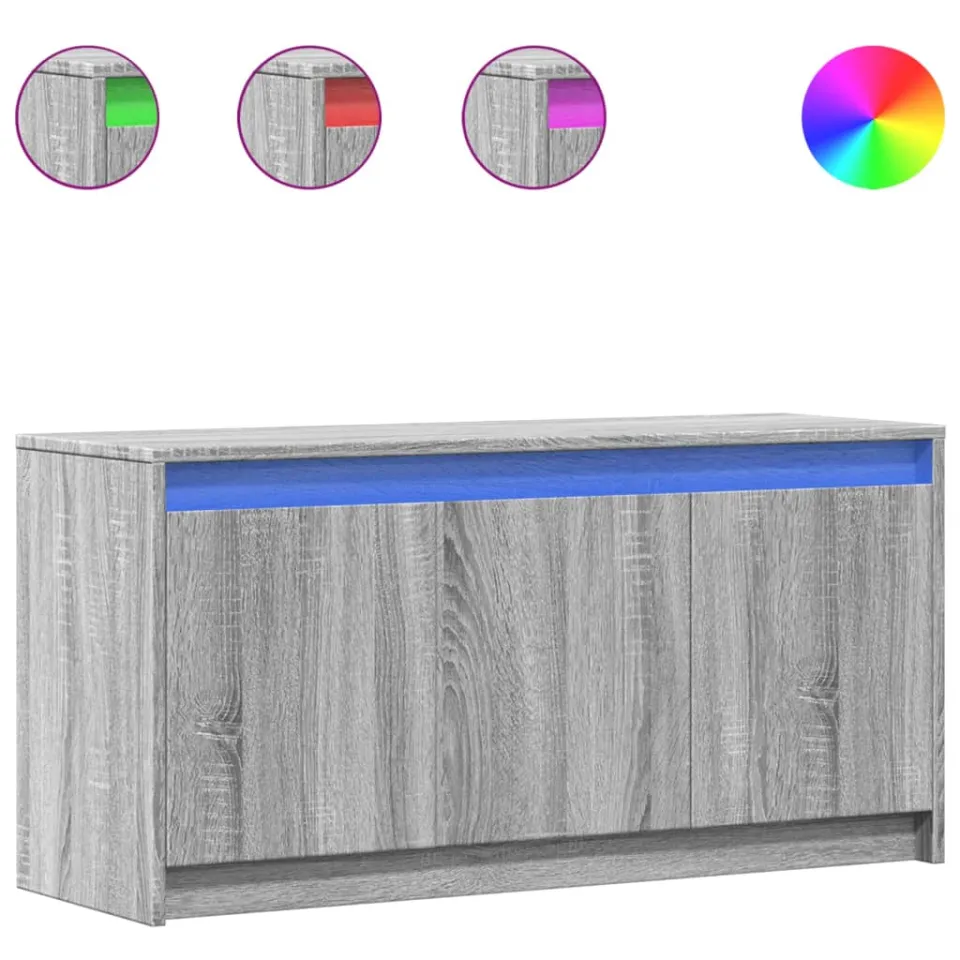 vidaXL Tv-meubel met LED 100x34x50 cm bewerkt hout grijs sonoma eiken, foto 3