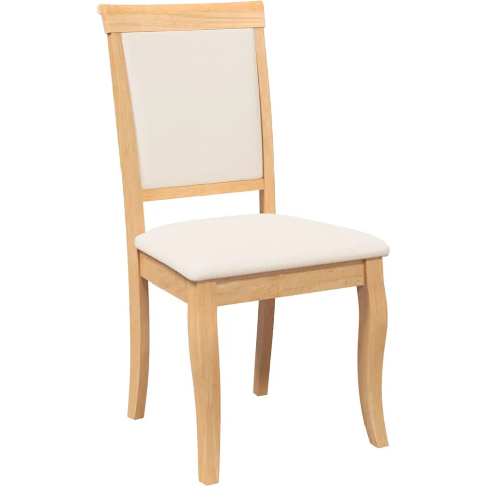 vidaXL Eetkamerstoelen met kussens 2 st massief hout naturel rubber, foto 4