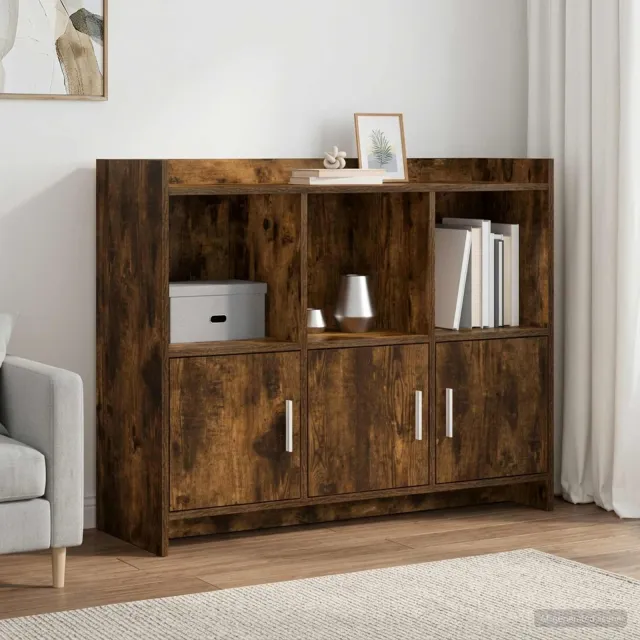 vidaXL Dressoir Gerookt eiken 98,5 x 33 x 80 cm Bewerkt hout, foto 2