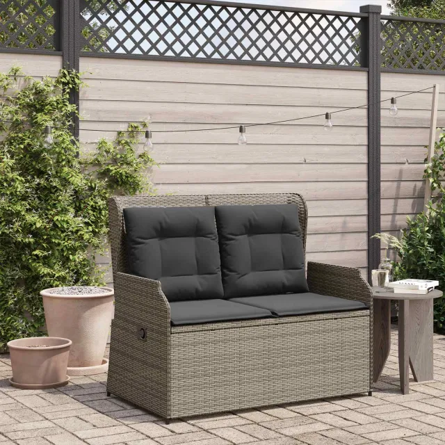 vidaXL Tuinbank Grijs poly rattan, foto 2