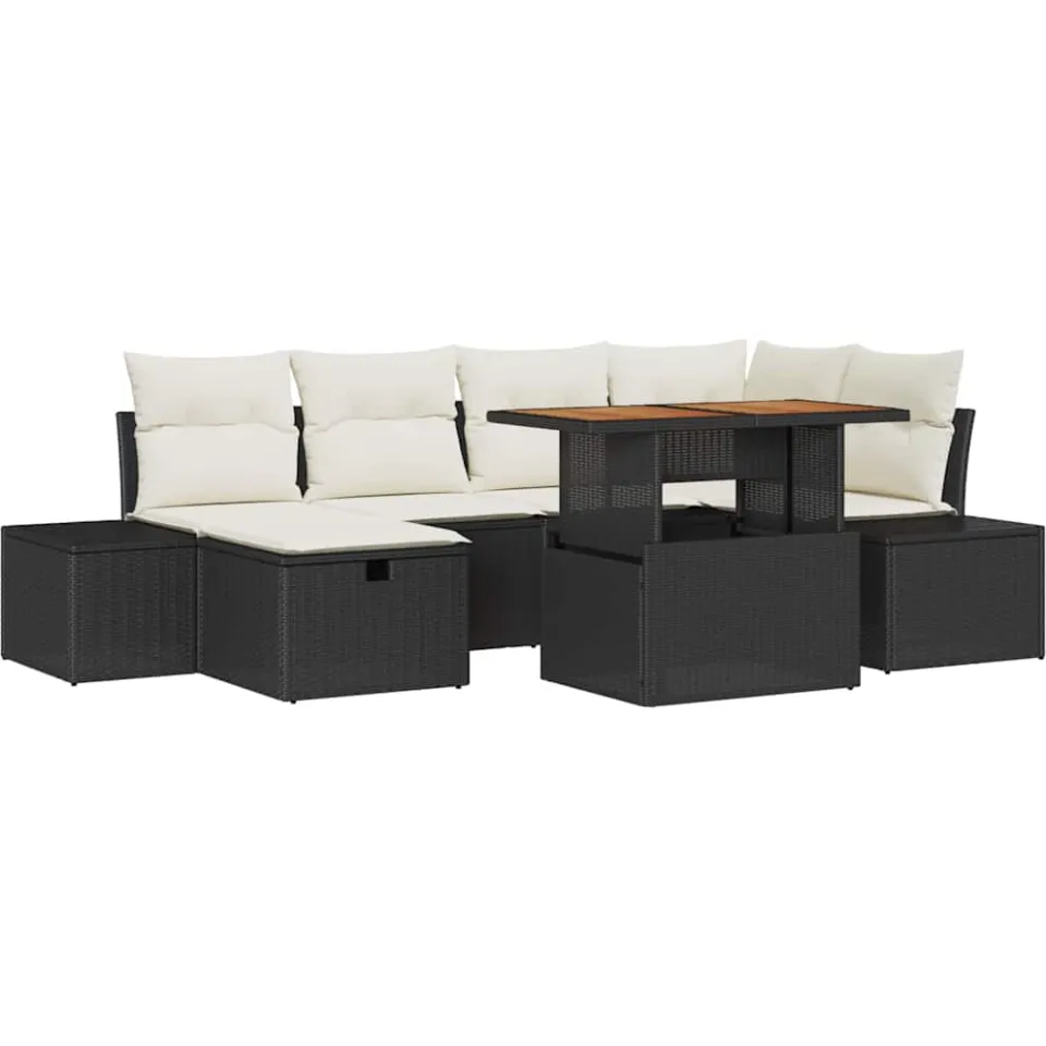 vidaXL Tuin Sofa Set 7 st Zwart poly rattan
