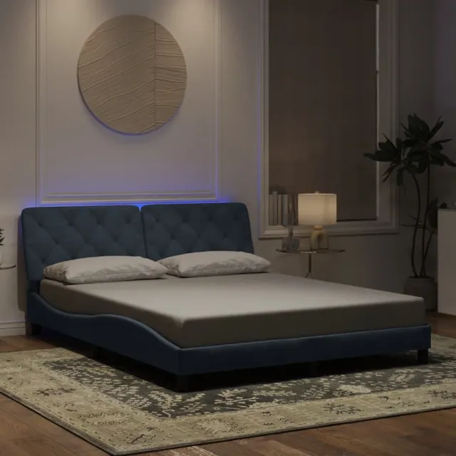 vidaXL Bedframe met LED zonder matras fluweel donkergrijs 160x200 cm