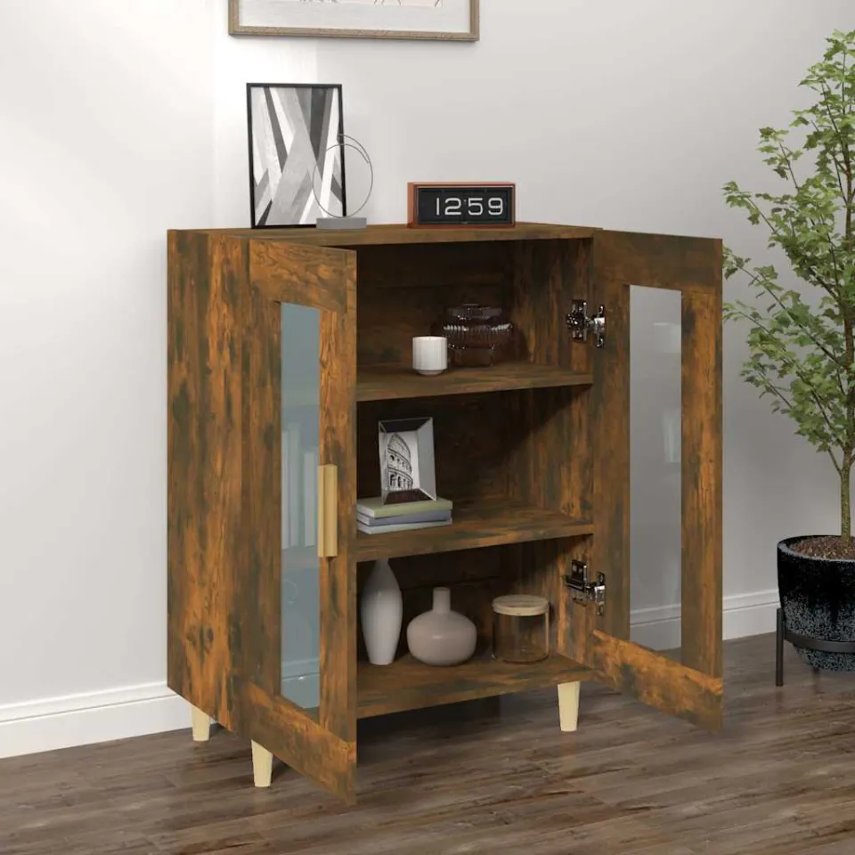 vidaXL Dressoir 69,5x34x90 cm bewerkt hout gerookt eikenkleurig, foto 3