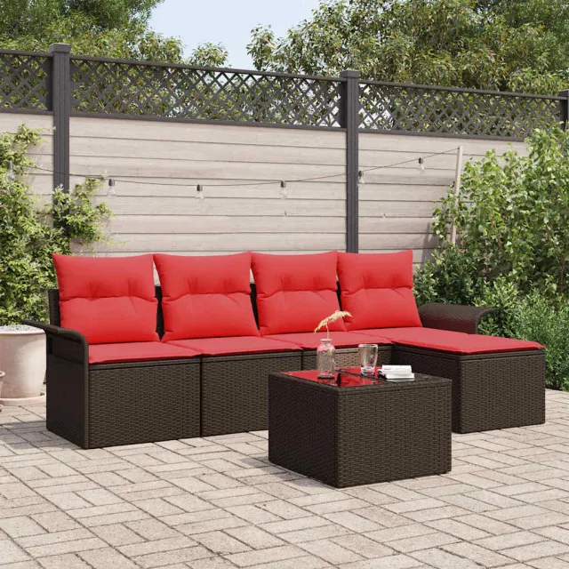 vidaXL Tuin Sofa Set 6 st Bruin poly rattan