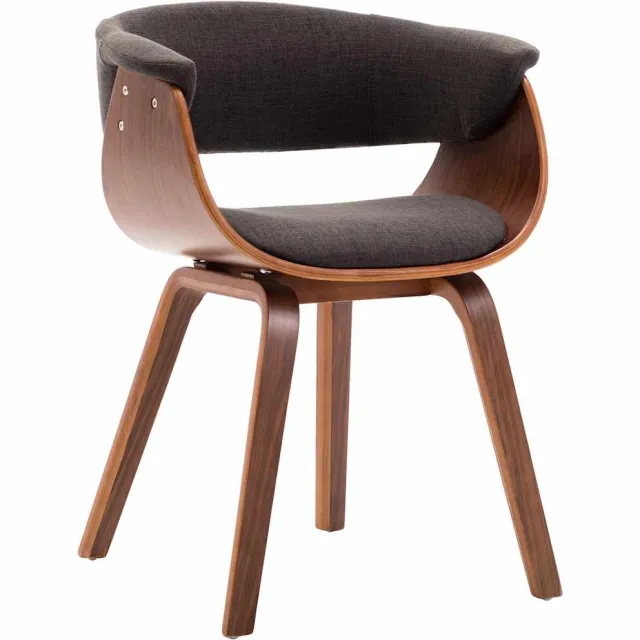 vidaXL Eetkamerstoelen 2 st gebogen hout en stof grijs, foto 3