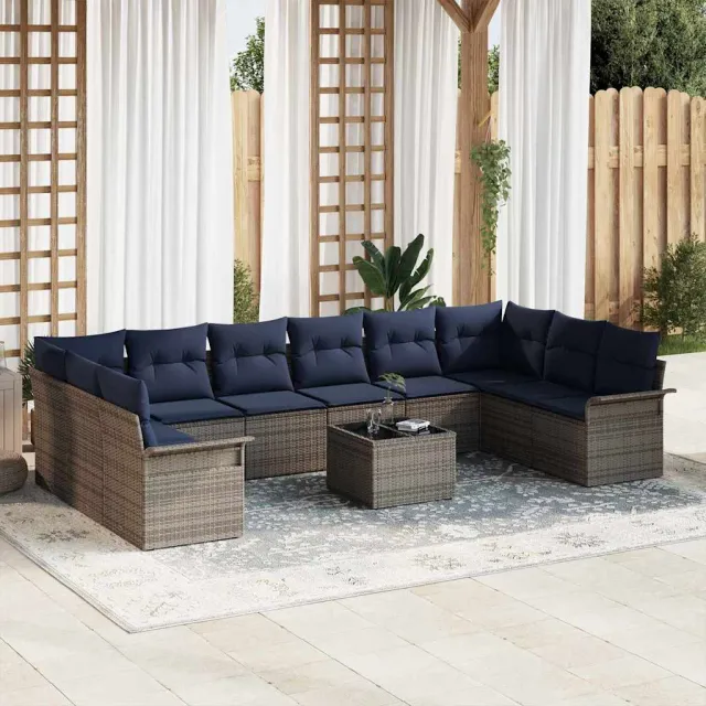 vidaXL Tuin Sofa Set 11 st Grijs poly rattan, foto 2
