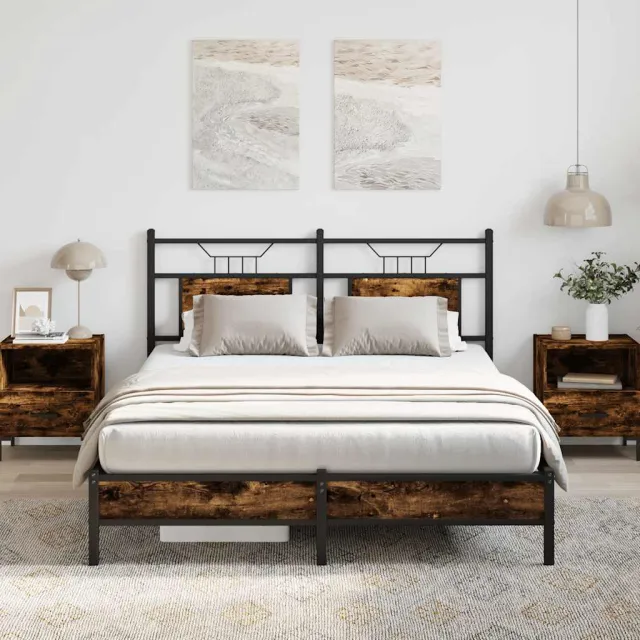 vidaXL Bedframe zonder matras hout gerookt eikenkleurig 140x190 cm