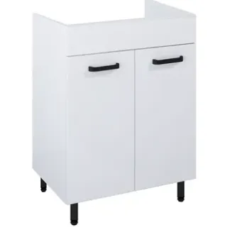 Royo Wastafelonderkast Ava 60cm - Wit Hoogglans - Met 2 Deuren - Met Zwarte Handgrepen En Poten