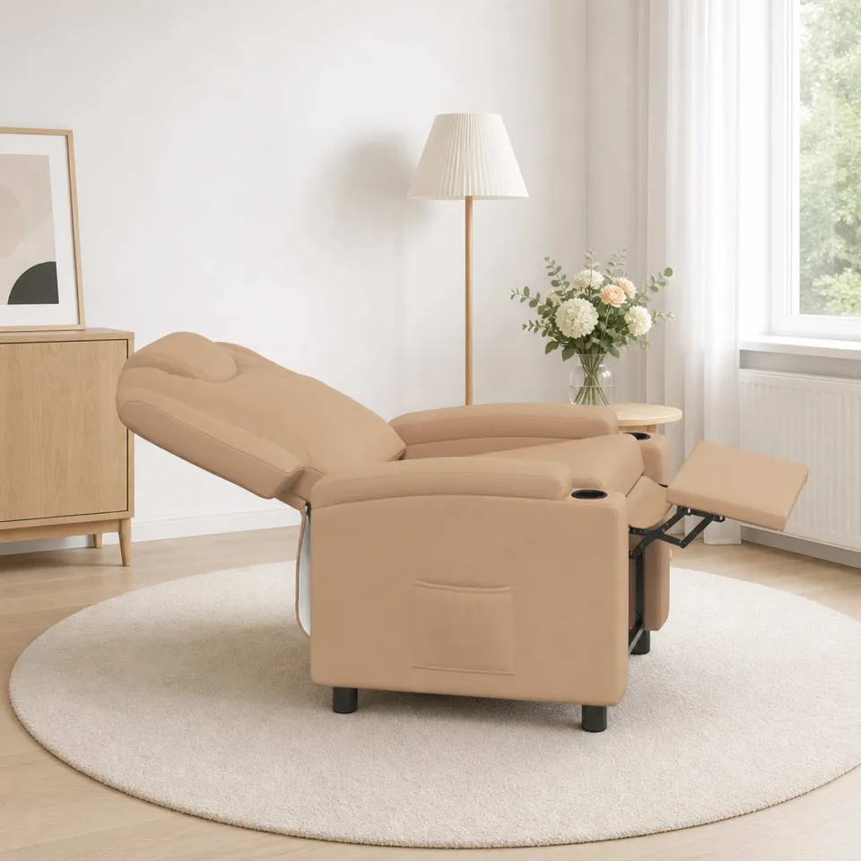 vidaXL Ligstoel Cappuccino 75 x 95 x 106 cm Stof bruin, foto 3
