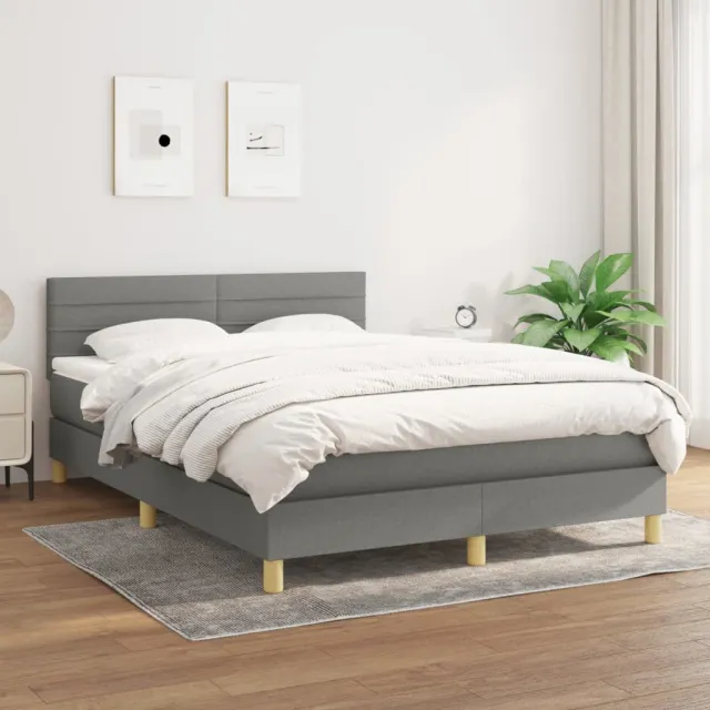 vidaXL Boxspring met matras stof donkergrijs 140x190 cm grijs
