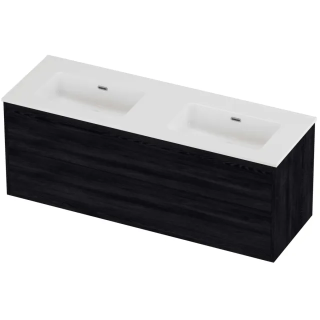 Proline Tribute Badmeubelset Porselein Elegant In Kader 140x46x54 cm Glans Wit Black Oak Eiken