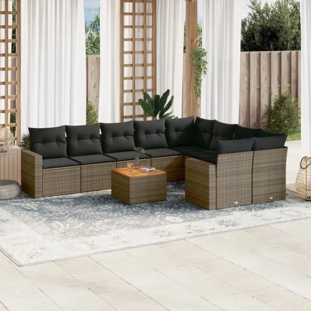 vidaXL Patio Sofa Set 9-zits Grey and Dark Grey, foto 2