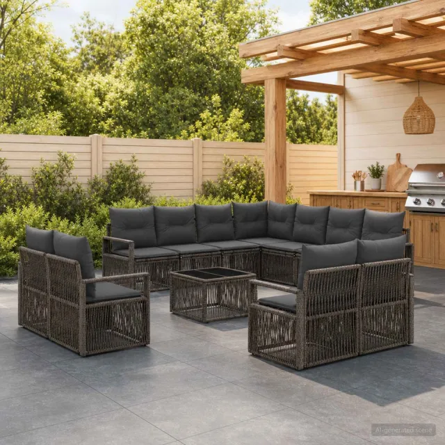 vidaXL Tuinbankenset 12 st Grijs poly rattan