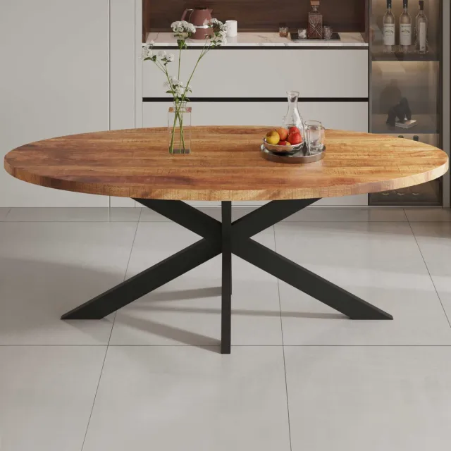Rousseau Tafel 'Alexa' 200 cm Ovaal Mango Hout Bruin