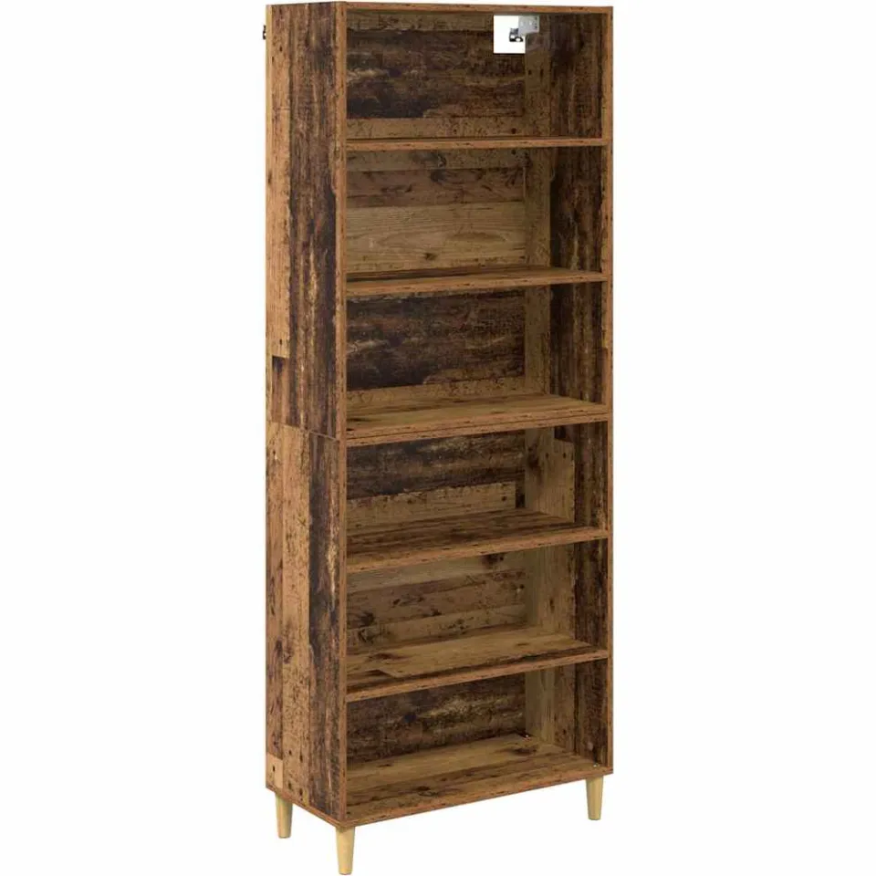 vidaXL Hoge kast Oud Hout 69,5 x 32,5 x 180 cm Bewerkt hout Bruin
