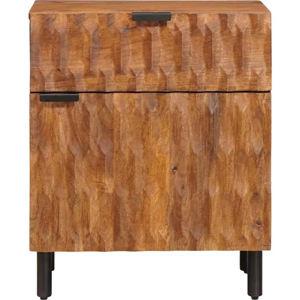 vidaXL Nachtkastje met lade Bruin 50 x 33 x 60 cm Massief Mango Hout, foto 3