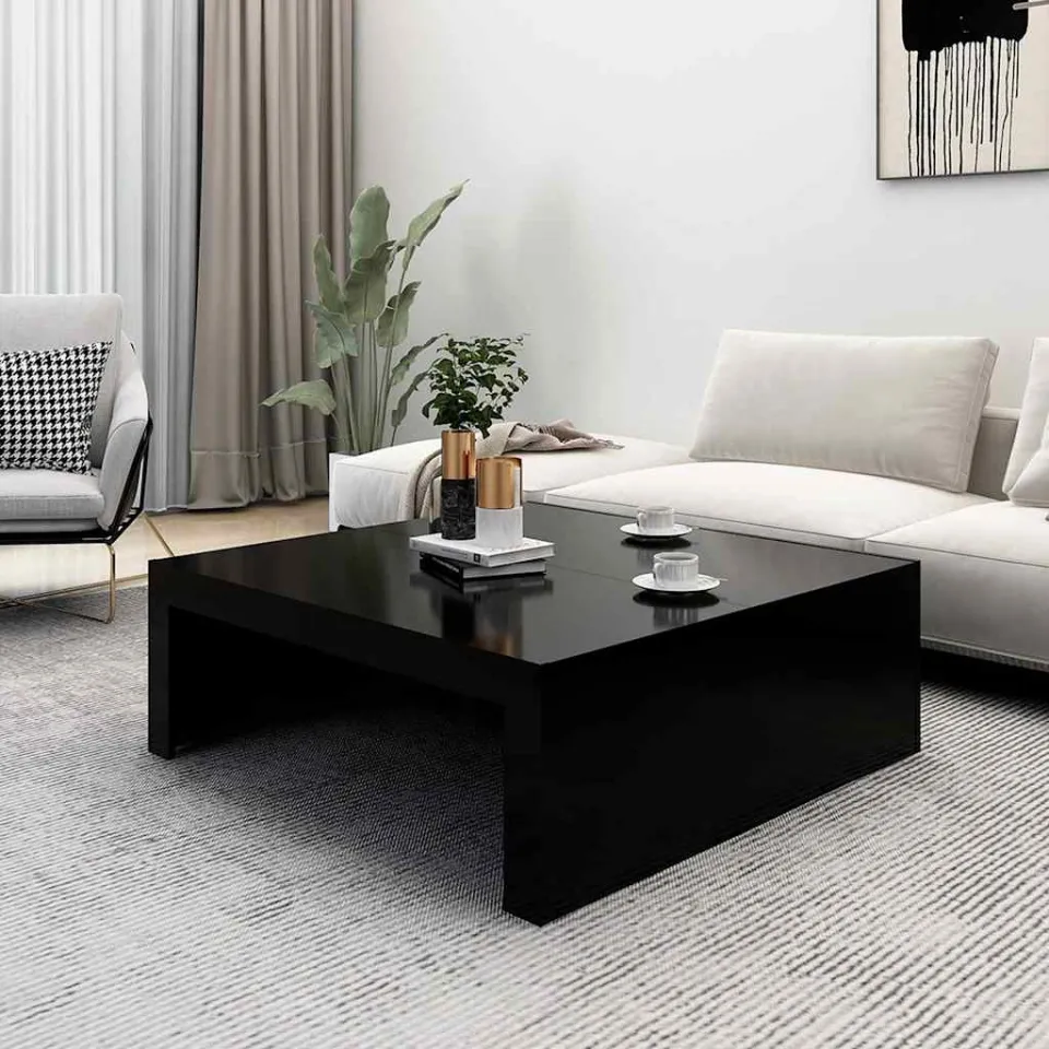 vidaXL Salontafel 100x100x35 cm bewerkt hout zwart, foto 3