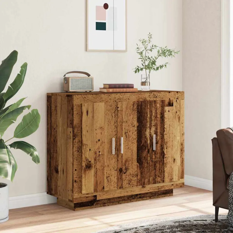 vidaXL Dressoir 92x35x75 cm bewerkt hout oud houtkleurig bruin, foto 2