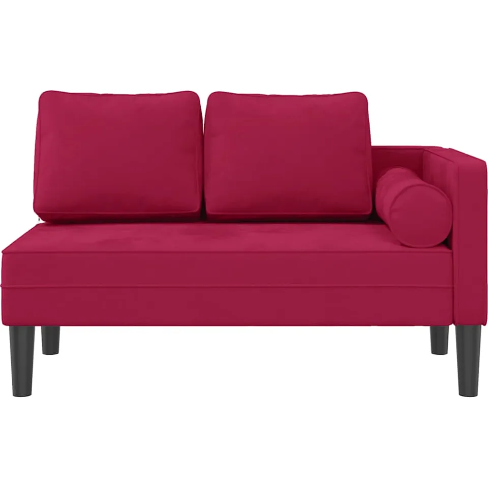 vidaXL Chaise longue met kussens fluweel wijnrood