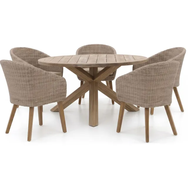 Intenso Furniture Intenso Tropea/ROUGH-Y ø150cm dining tuinset 6-delig bruin, foto 2