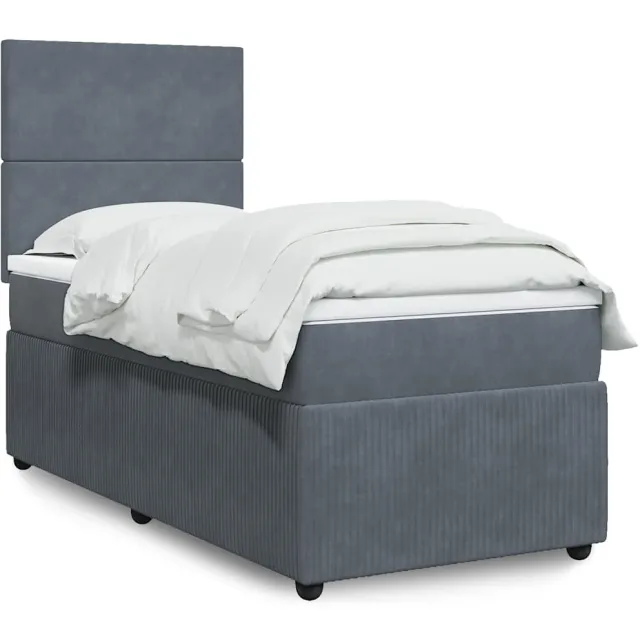 vidaXL Boxspring met matras fluweel donkergrijs 90x190 cm grijs