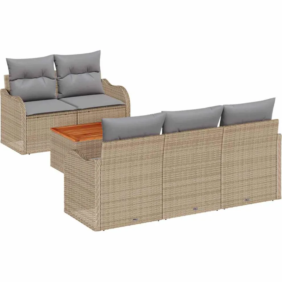 vidaXL Tuinbankenset 6 st Beige poly rattan