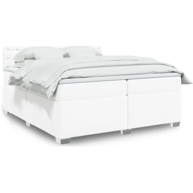 vidaXL Boxspring met matras kunstleer wit 200x200 cm
