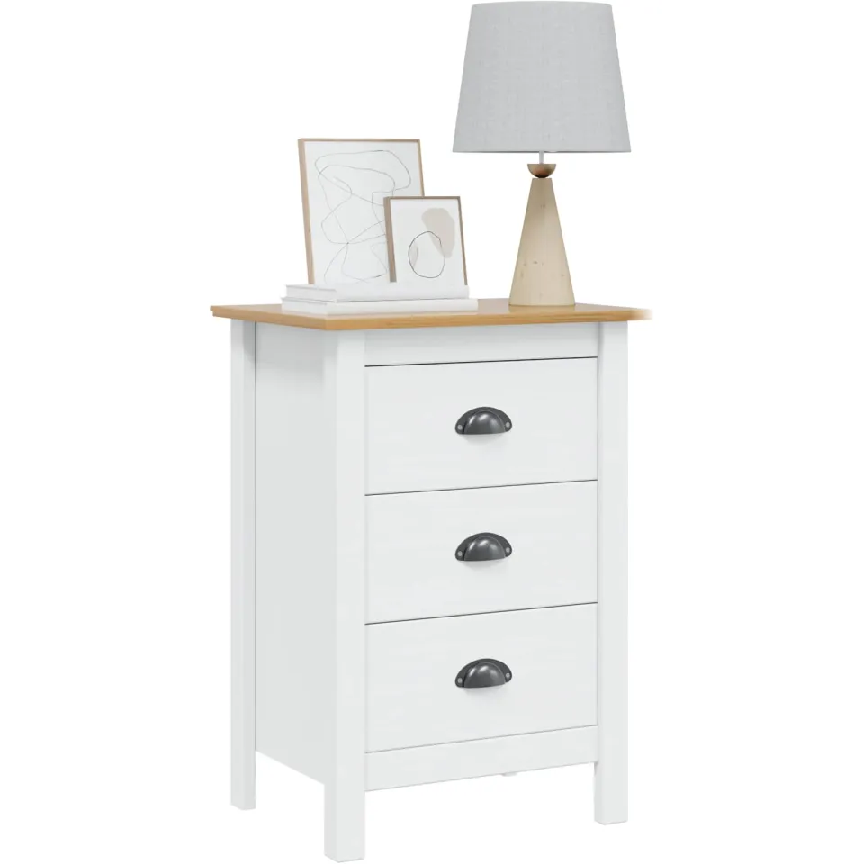 vidaXL Nachtkastje met lade HILL Wit en honingbruin 46 x 35 x 65 cm