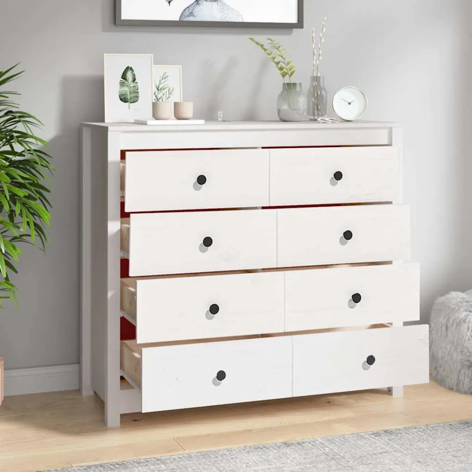 vidaXL Dressoir 100x40x90 cm massief grenenhout wit, foto 4