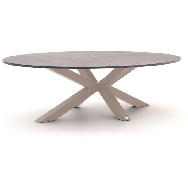 Bellagio tuinmeubelen Bellagio Induno Ellips low dining tuintafel 240x120cm Taupe
