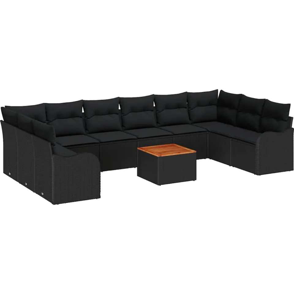 vidaXL Tuinbankenset 11 st Zwart poly rattan