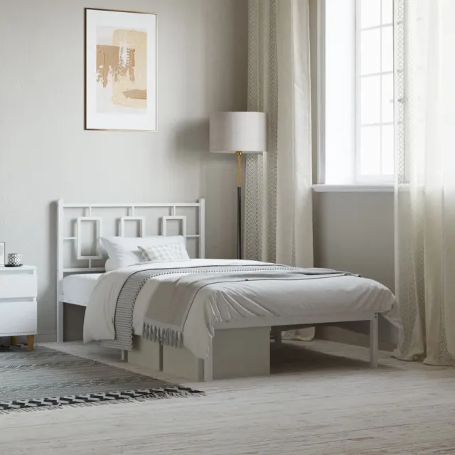 vidaXL Bedframe met hoofdbord metaal wit 100x190 cm