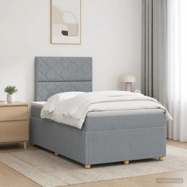 vidaXL Boxspringbed met matras Lichtgrijs 120 x 200 cm Stof