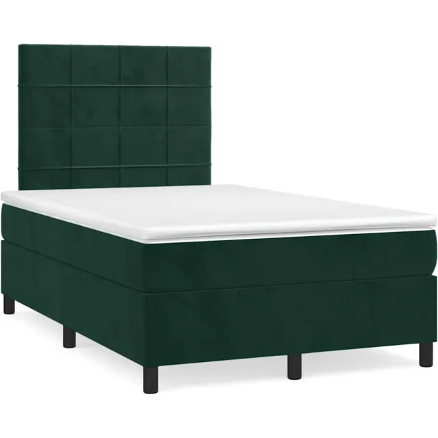 vidaXL Boxspring met matras fluweel donkergroen 120x190 cm groen