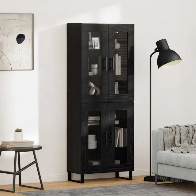 vidaXL Hoge kast 2 st Zwart Eiken 69,5 x 34 x 180 cm Bewerkt hout