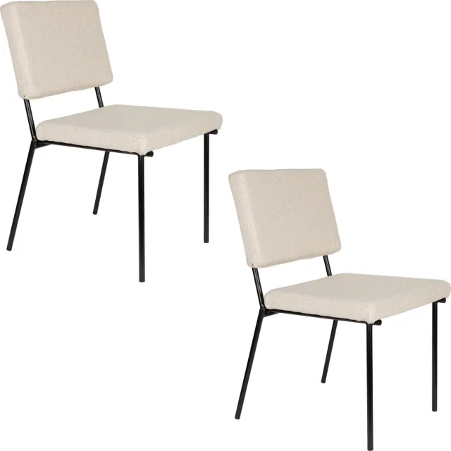 Zuiver Fellow Eetkamerstoelen Off-White - Set van 2 Off White