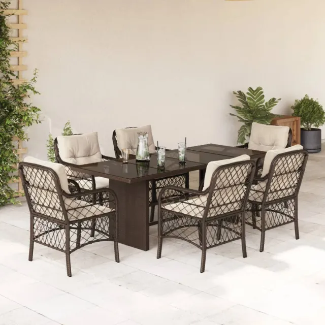 vidaXL 7-delige Tuinset met kussens poly rattan bruin, foto 2