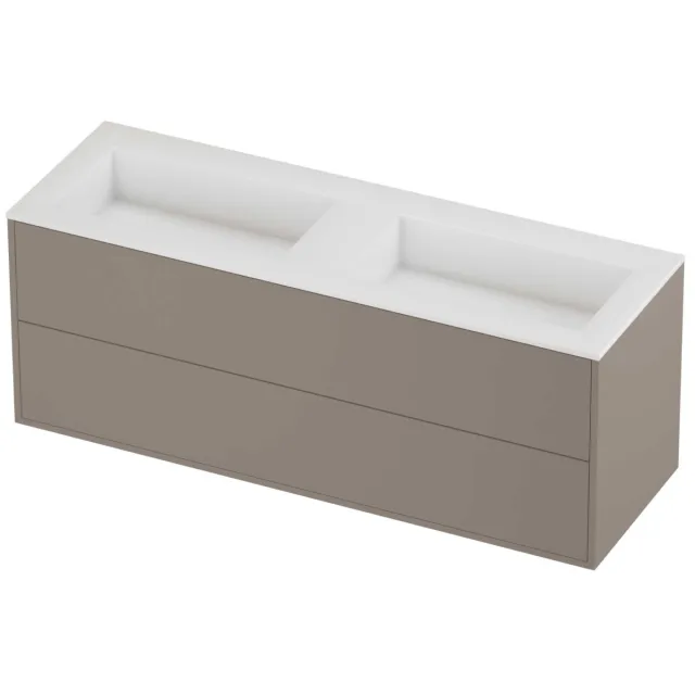 Proline Aristo Badmeubelset Polystone Elegant Dubbel 140x46x54 cm Glans Wit Clay Beige