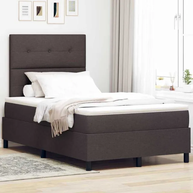 vidaXL Boxspring bed met hoofdeinde Donkerbruin 120 x 190 cm Stof bruin