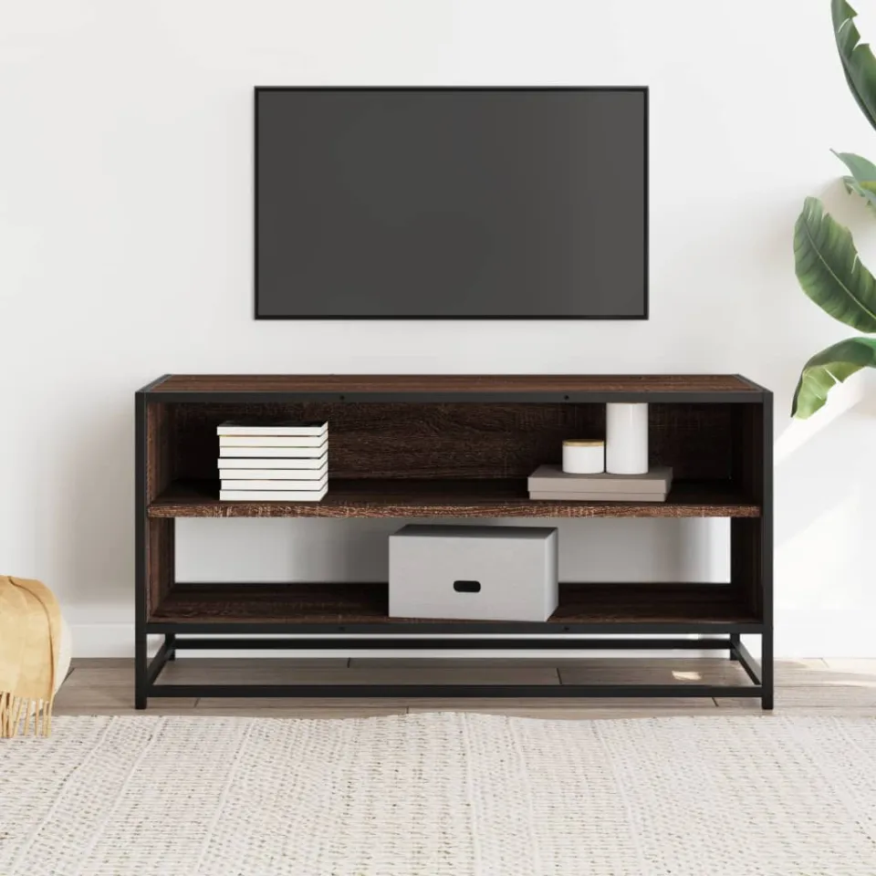 vidaXL Tv-meubel 91x40x46 cm bewerkt hout metaal bruin eikenkleur, foto 2