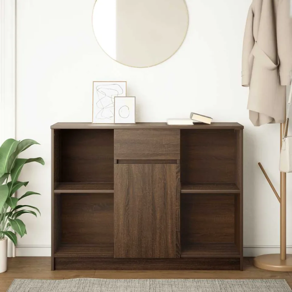 vidaXL Dressoir met lade 101x35x76 cm spaanplaat bruin eikenkleurig, foto 2