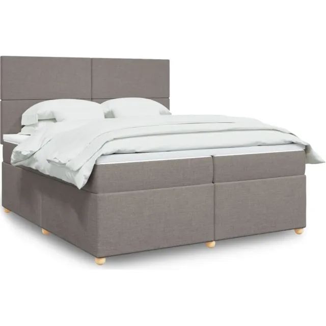 vidaXL Boxspring met matras stof taupe 200x200 cm