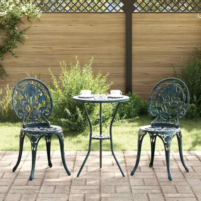 vidaXL Tuin Bistro Set 3 st Groen Aluminium, foto 2