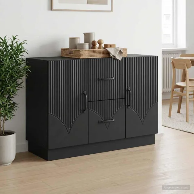 vidaXL Dressoir Zwart 89 x 34,5 x 57 cm Bewerkt hout, foto 2