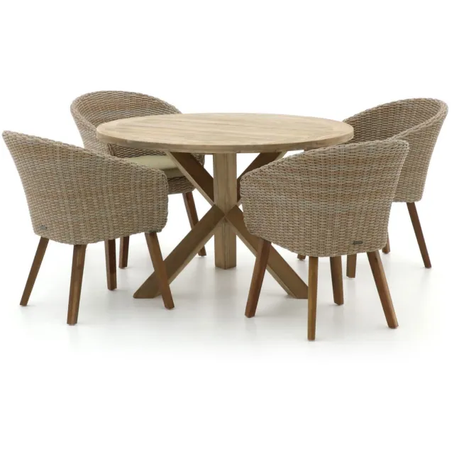Intenso Furniture Intenso Tropea/ROUGH-Y ø 120cm dining tuinset 5-delig Bruin