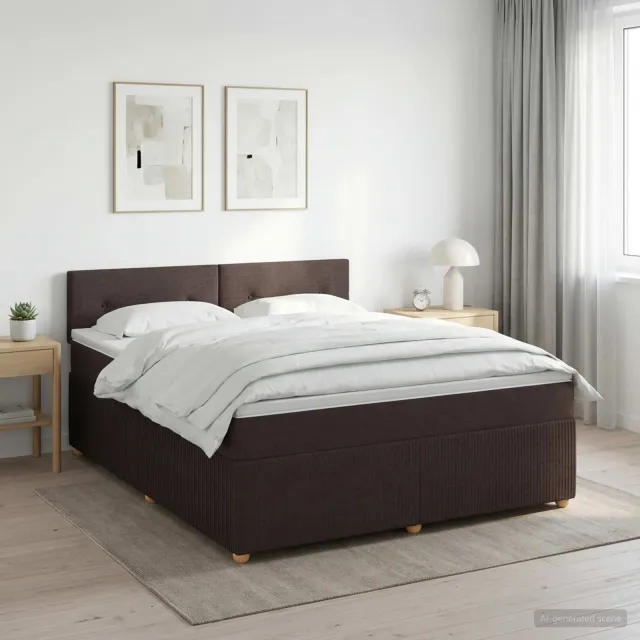 vidaXL Boxspringbed met matras Donkerbruin 140 x 190 cm Stof bruin