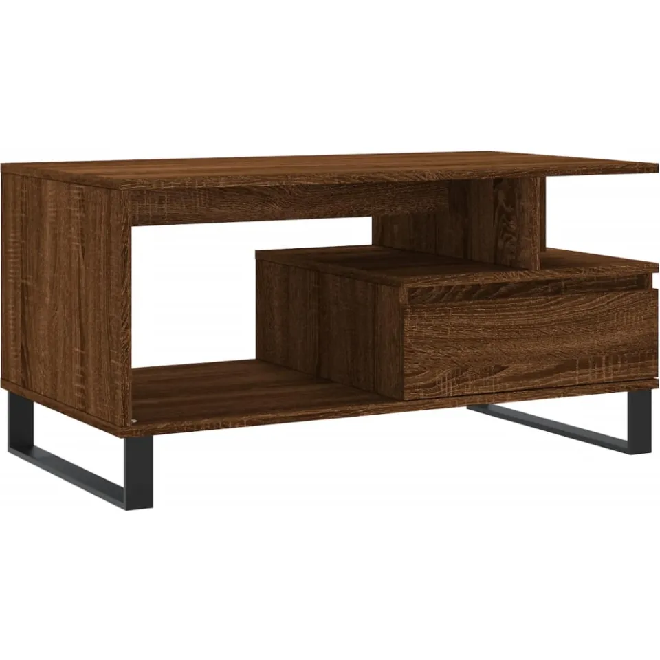 vidaXL Salontafel 90x49x45 cm bewerkt hout bruineiken, foto 3