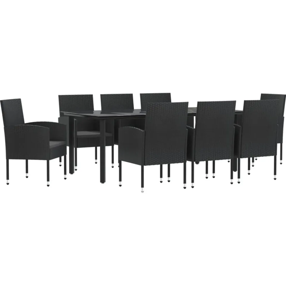 vidaXL 9-delige Tuinset poly rattan en staal zwart, foto 3